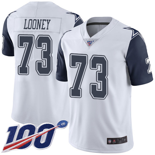 Men Dallas Cowboys Limited White Joe Looney #73 100th Season Rush Vapor Untouchable NFL Jersey